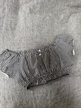 Rat Boi XS Black & White Gingham Off-Shoulder Crop Top *like new